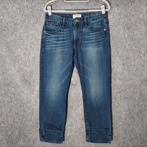 Frame Denim Jeans 24 Le Grand Garcon Straight Mineral Wash Cuffed Nautical Beach